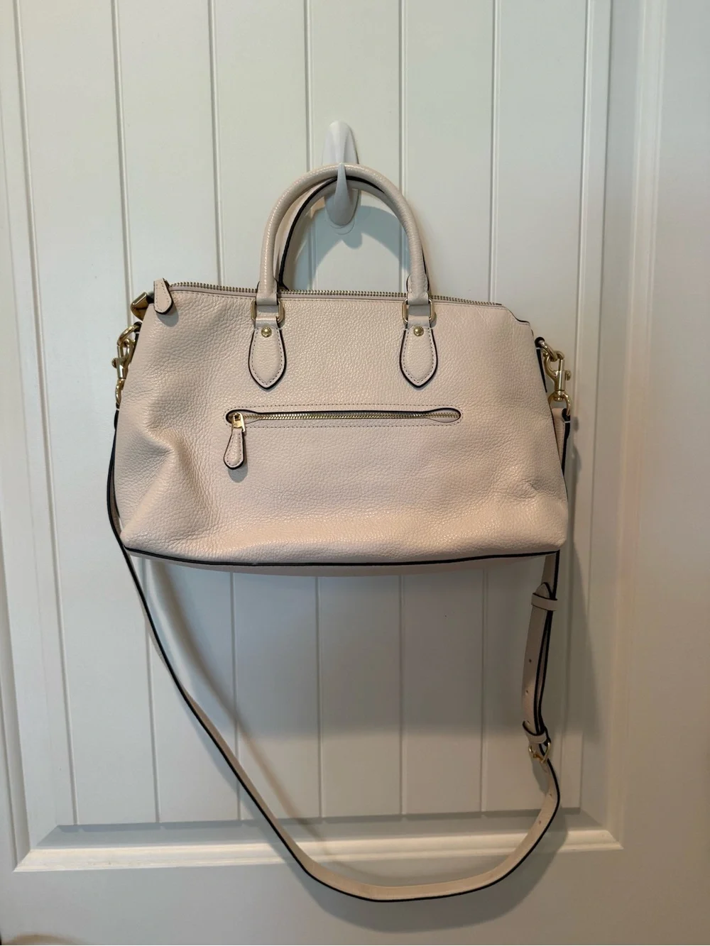 Coach Pebbled Leather Satchel in Beige